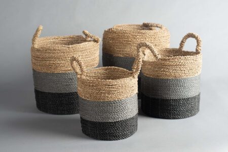 Canastos Fibra Natural Base Negra