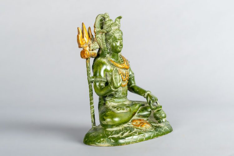 Shiva Sentada en Bronce verde - Imagen 2