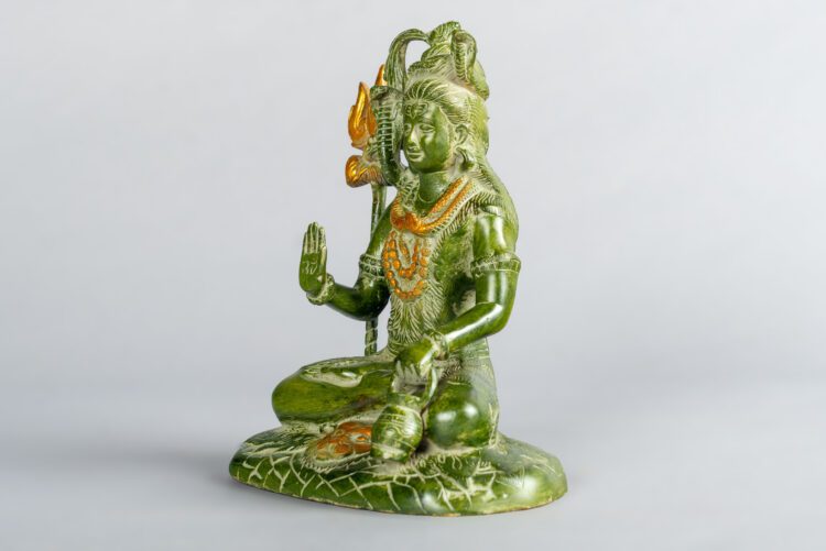 Shiva Sentada en Bronce verde - Imagen 3